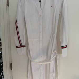 Tommy Hilfiger White Dress with Red and Black Stripes